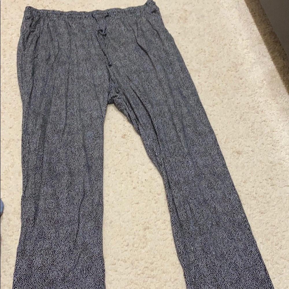 H&M flowy pants with small white polka dots